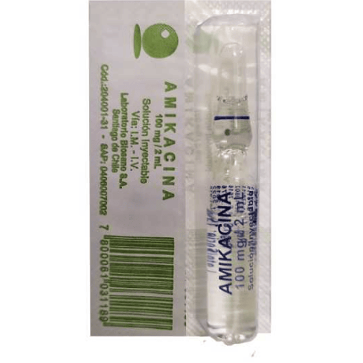 Amikacina 100 mg Solución inyectable 100 Ampollas de 2 ml. Biosano ( se vende por caja ) 1