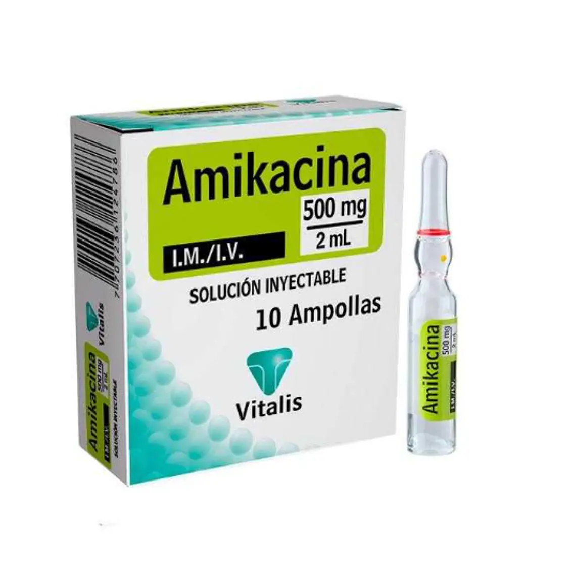 Amikacina 500 mg Solución inyectable 2 ml 10 Ampollas. Vitalis 1