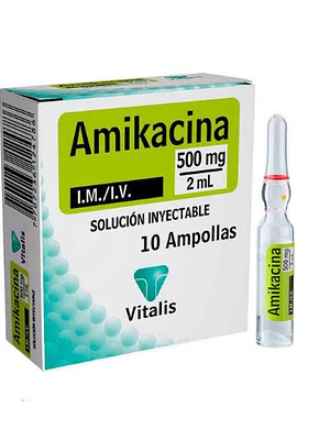 Amikacina 500 mg Solución inyectable 2 ml 10 Ampollas. Vitalis