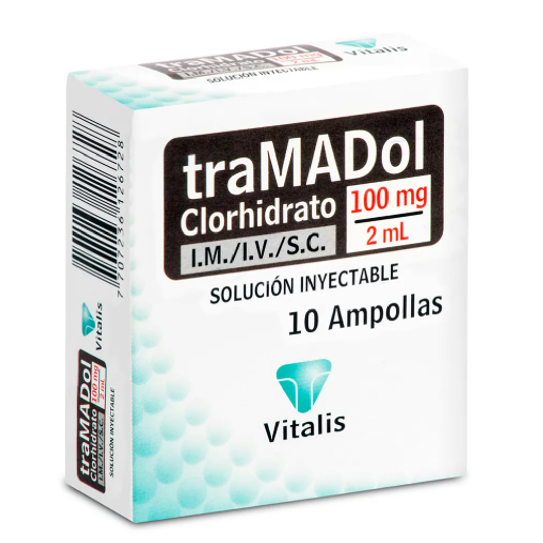 Tramadol 100 mg Solución inyectable 10 Ampollas 2 ml. Vitalis 1