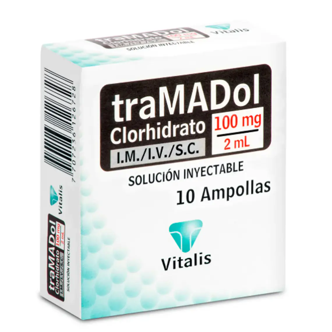 Tramadol 100 mg Solución inyectable 10 Ampollas 2 ml. Vitalis 1