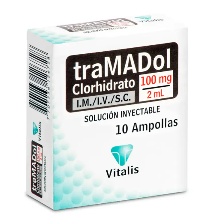 Tramadol 100 mg Solución inyectable 10 Ampollas 2 ml. Vitalis 1