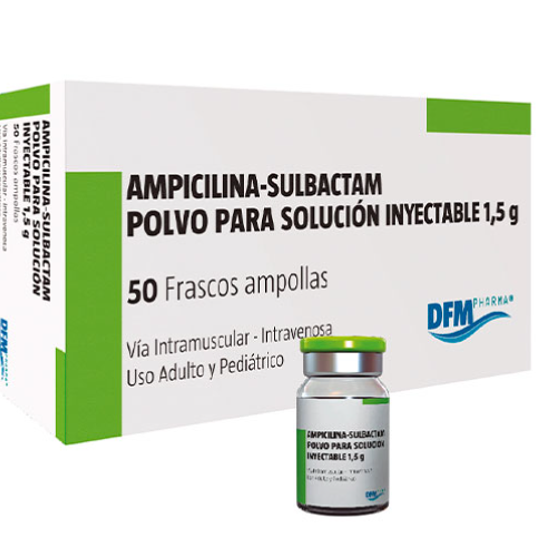 Ampicilinas-Sulbactam 1,5 g Solución inyectable 50 Ampollas DFM  (Se vende por caja) 1