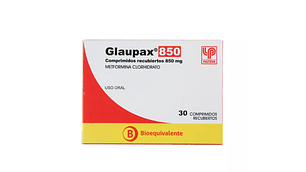 Glaupax (B) Metformina 850 mg 30 Comprimidos recubiertos.