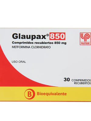 Glaupax (B) Metformina 850 mg 30 Comprimidos recubiertos.