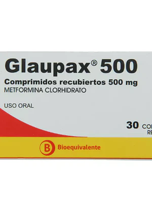 Glaupax (B) Metformina 500 mg 30 Comprimidos recubiertos.