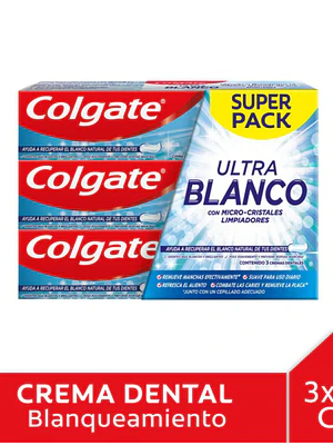 Colgate Ultra blanco Crema dental 90 g. Pack 3 unidades.