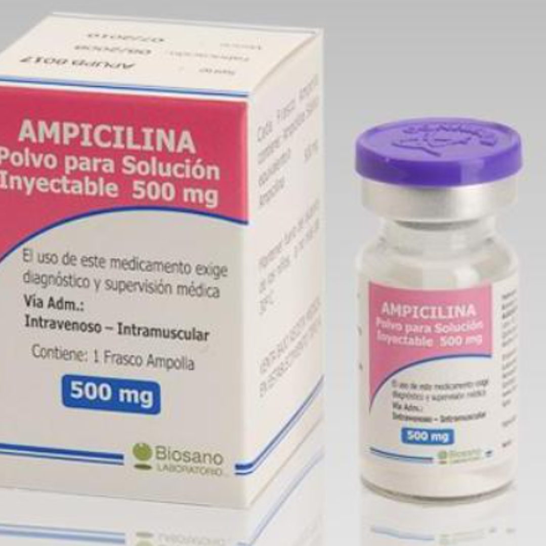 Ampicilina 500 mg Polvo para solución inyectable 50 unidades. Biosano ( venta por caja) 1