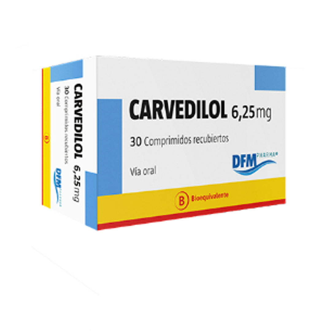 Carvedilol 6,25 mg 30 Comprimidos. Difem 1