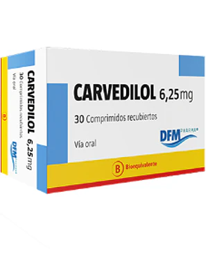 Carvedilol (B) 6,25 mg 30 Comprimidos. Difem