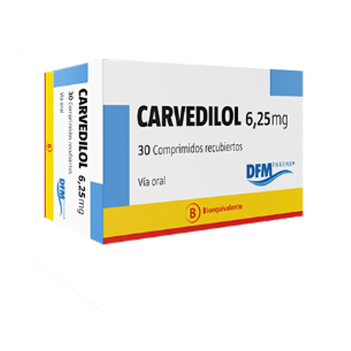 Carvedilol 6,25 mg 30 Comprimidos. Difem 1