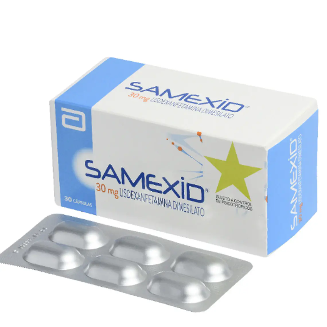 Samexid Lisdexanfetamina 30 mg 30 Cápsulas. Medicamento controlado, venta presencial 1