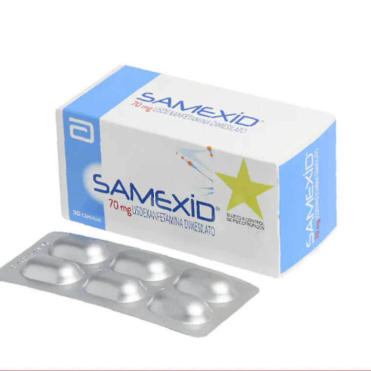 Samexid (B) Lisdexanfetamina 70 mg 30 Cápsulas. Medicamento controlado, venta presencial. 1