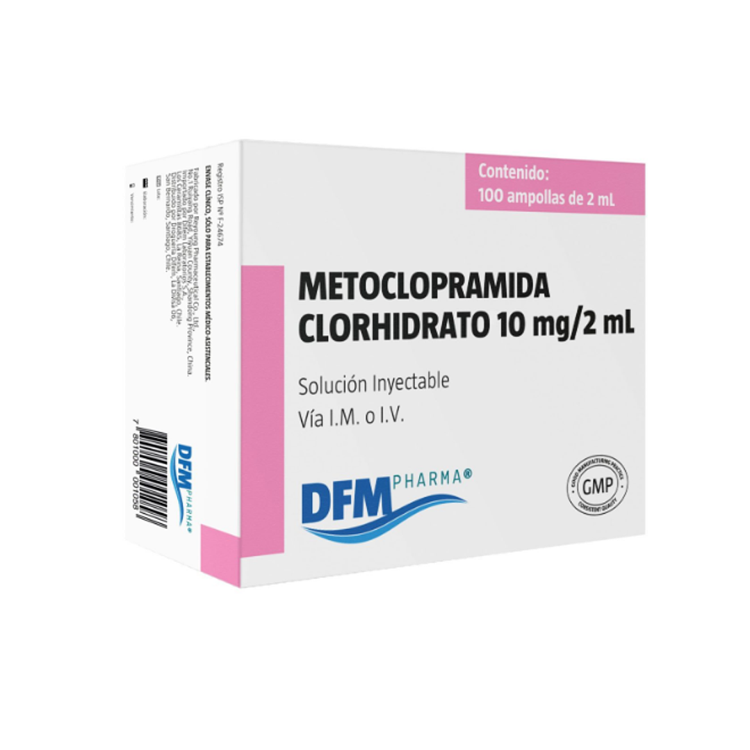 Metoclopramida clorhidrato 10 mg Solución inyectable 100 Ampollas de 2 ml. Difem. 1