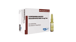 Clorfenamina maleato 10 mg Solución inyectable 100 ampollas 1 ml. Difem