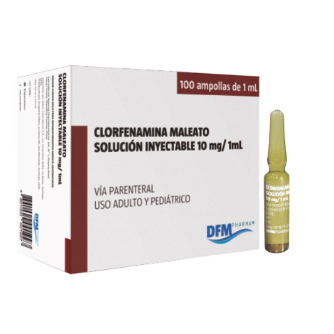 Clorfenamina maleato 10 mg Solución inyectable 100 ampollas 1 ml. Difem 1