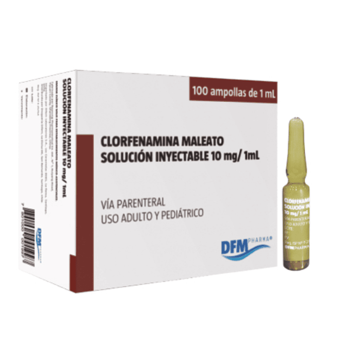 Clorfenamina maleato 10 mg Solución inyectable 100 ampollas 1 ml. Difem 1