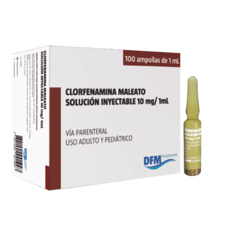 Clorfenamina clorhidrato 10 mg/ml Solución inyectable. 100 Ampollas. Difem  1