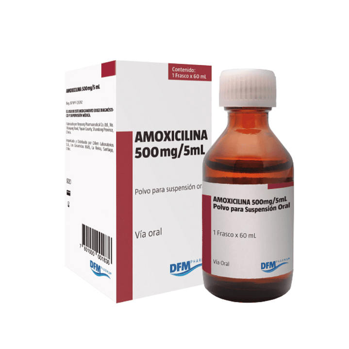 Amoxicilina 500 mg / 5 ml Polvo para suspensión oral 60 ml. Difem 1