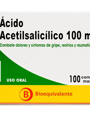 Ácido Acetilsalicílico (B) 100 mg 100 Comprimidos masticables. Pasteur