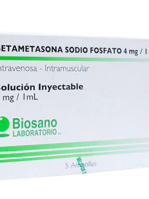 Betametasona 4 mg / 1  ml 5 Ampollas Inyectables. Biosano
