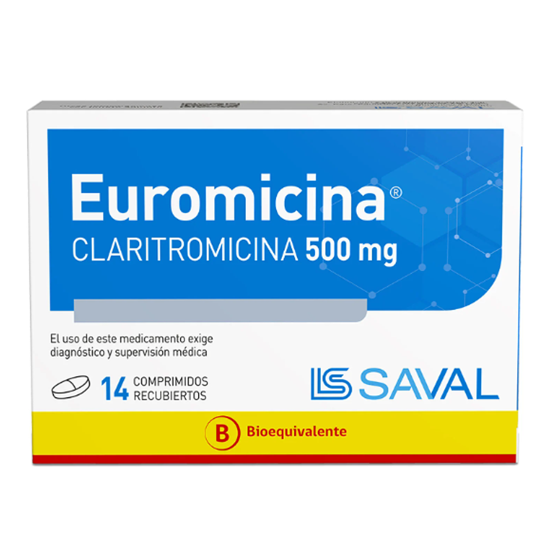 Euromicina (B) Claritromicina 500 mg 14 Comprimidos recubiertos. 1
