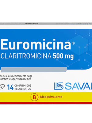 Euromicina (B) Claritromicina 500 mg 20 Comprimidos recubiertos.