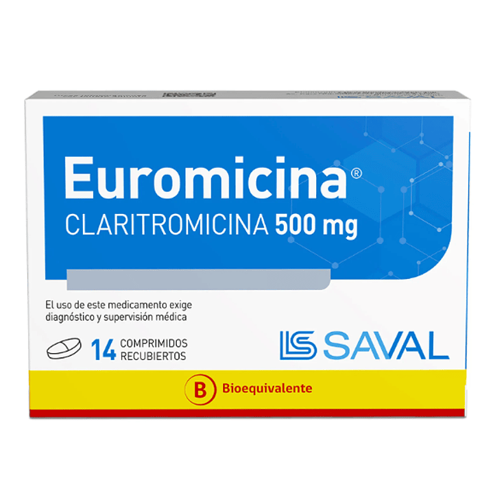 Euromicina (B) Claritromicina 500 mg 14 Comprimidos recubiertos. 1