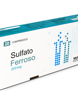 Sulfato Ferroso 200 mg 20 Comprimidos. Valma