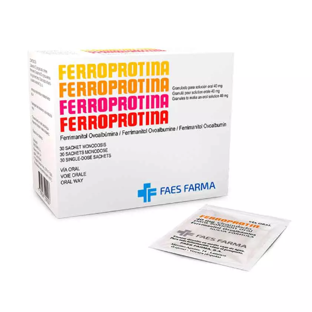Ferroprotina Ferrimanitol ovoalbúmina 40 mg 30 Sobres. 1