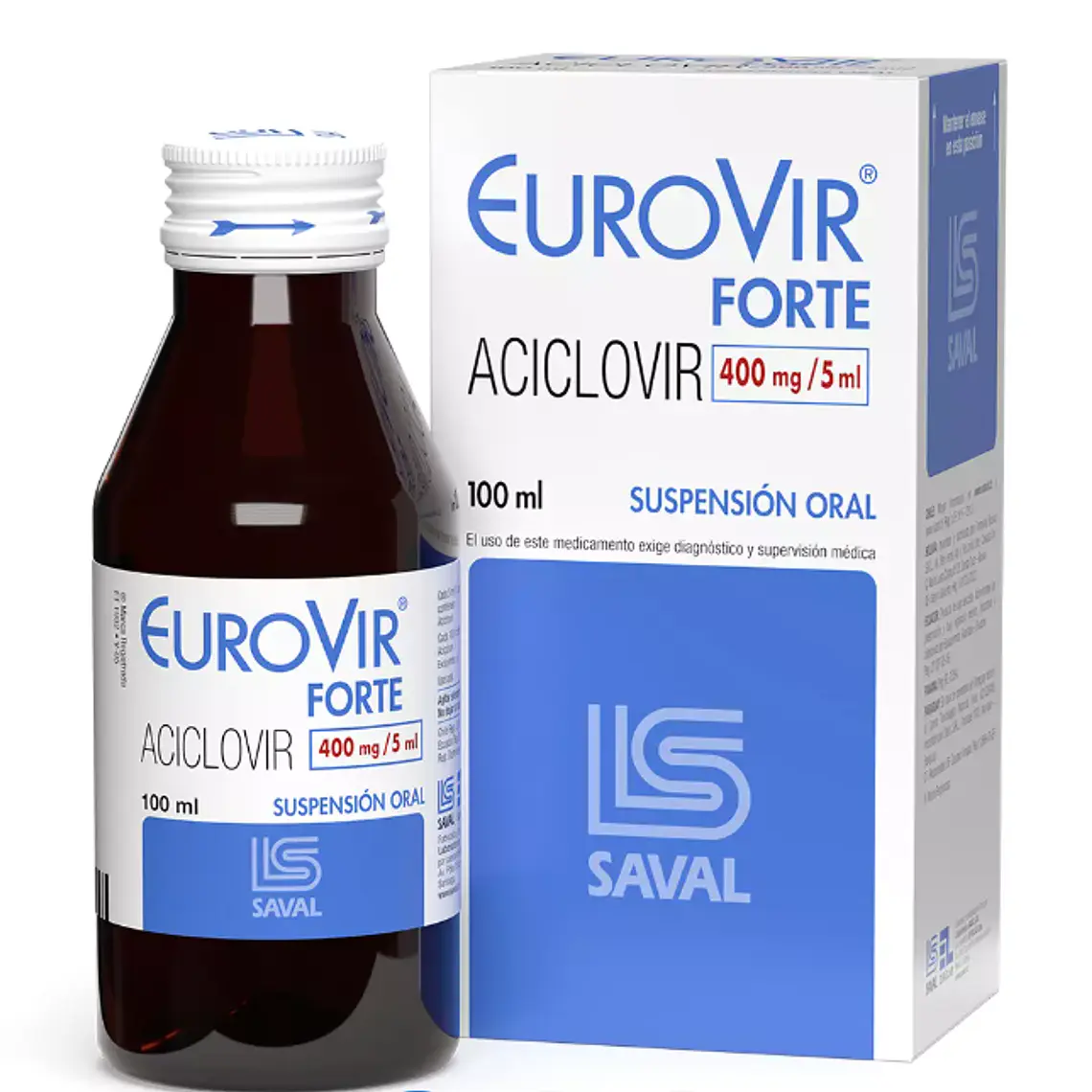 Eurovir Forte Aciclovir 400 mg / 5 ml  Suspensión oral 100 ml. 1