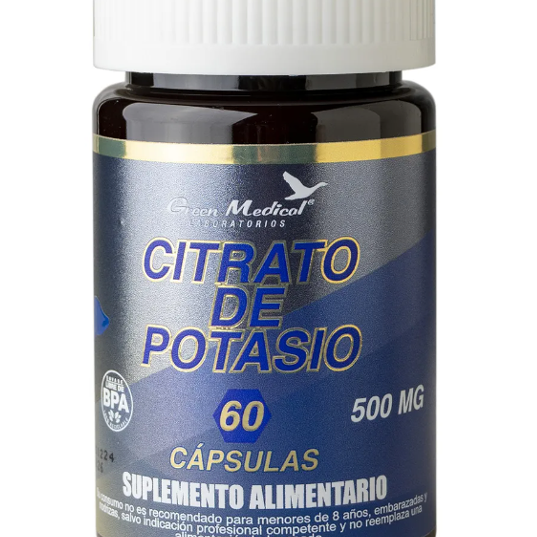 Citrato de potasio 500 mg 60 Cápsulas. Green Medical 1