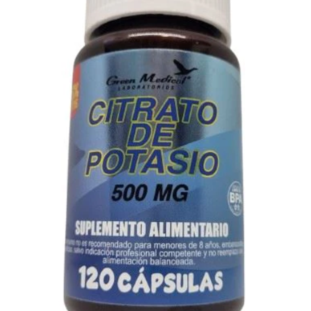 Citrato de potasio 500 mg 120 Cápsulas. Green Medical 1