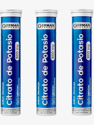 Citrato de Potasio 800 mg 20 Tabletas efervescentes. German Energy