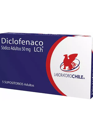 Diclofenaco sódico Adultos 50 mg 5 Supositorios. Chile