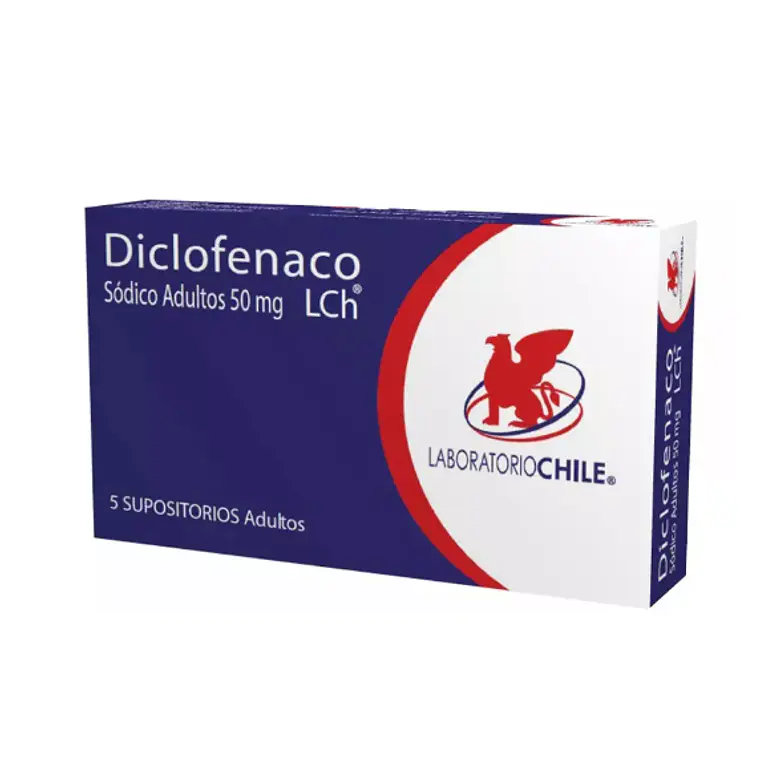 Diclofenaco sódico Adultos 50 mg 5 Supositorios. Chile 1