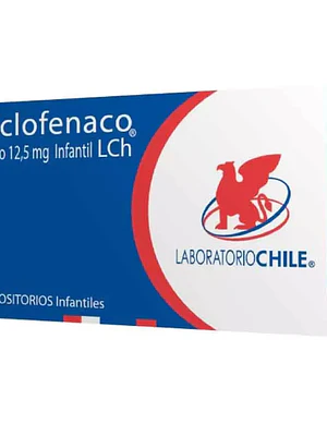 Diclofenaco sódico Infantil 12,5 mg 5 Supositorios. Chile