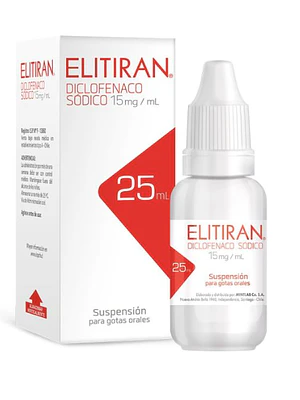 Elitiran Diclofenaco sódico 15 mg/ml 25 ml.