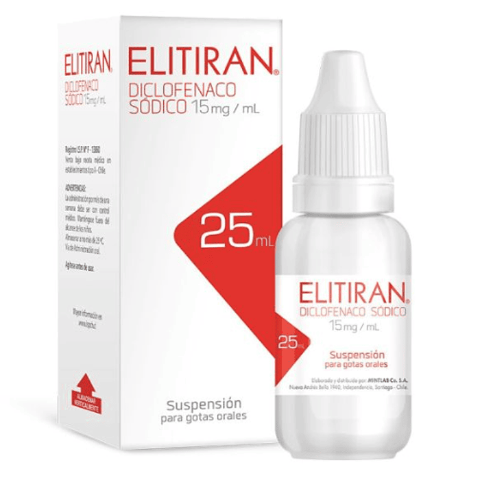 Elitiran Diclofenaco sódico 15 mg / ml Gotas 25 ml. 1