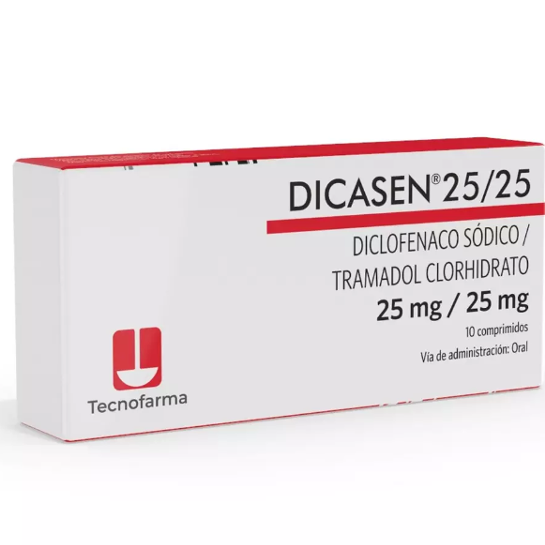 Dicasen 25/25 Diclofenaco, Tramadol 10 Comprimidos. 1