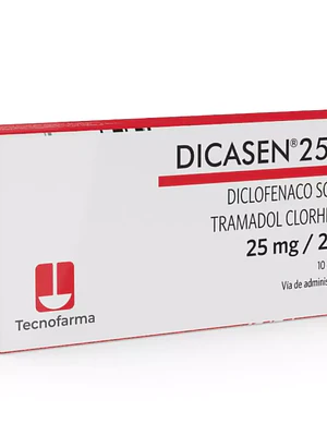 Dicasen Diclofenaco, Tramadol 25/25 mg 10 Comprimidos.