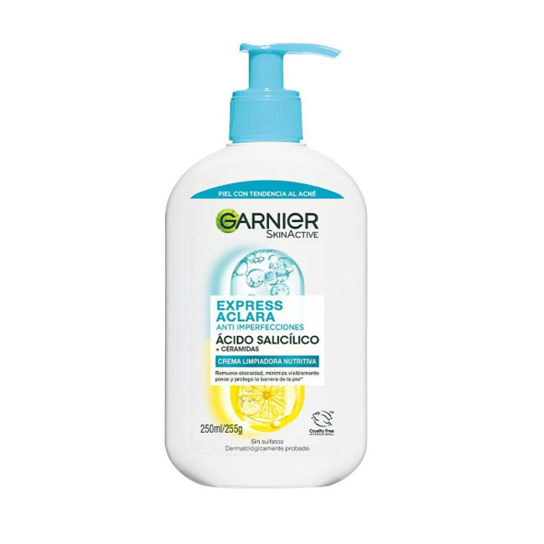 Crema limpiadora nutritiva Express aclara 250 ml. Garnier Skin active 1