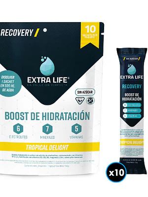 Extra Life Boost de hidratación Tropical delight 10 sachets.
