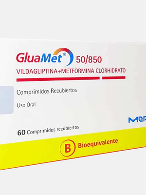 GluaMet (B) Vildagliptina, Metformina 50/850 mg 60 Comprimidos