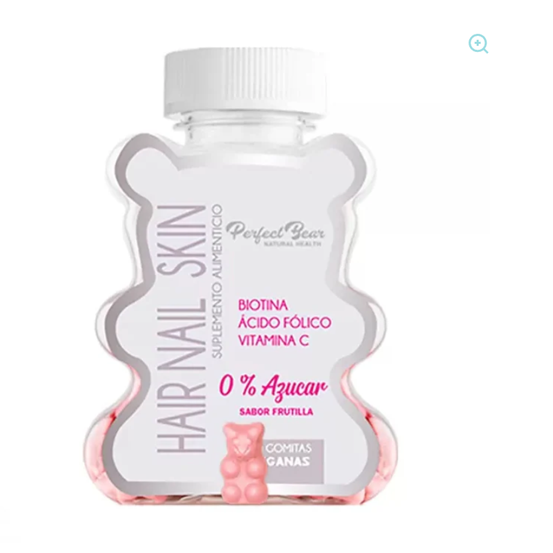 Hair, nails & skin, Biotina, Ácido fólico, Vitamina C 60 Gomitas. Perfect Bear 1
