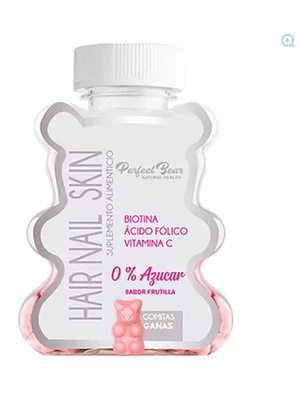 Hair, nails & skin, Biotina, Ácido fólico, Vitamina C 60 Gomitas. Perfect Bear