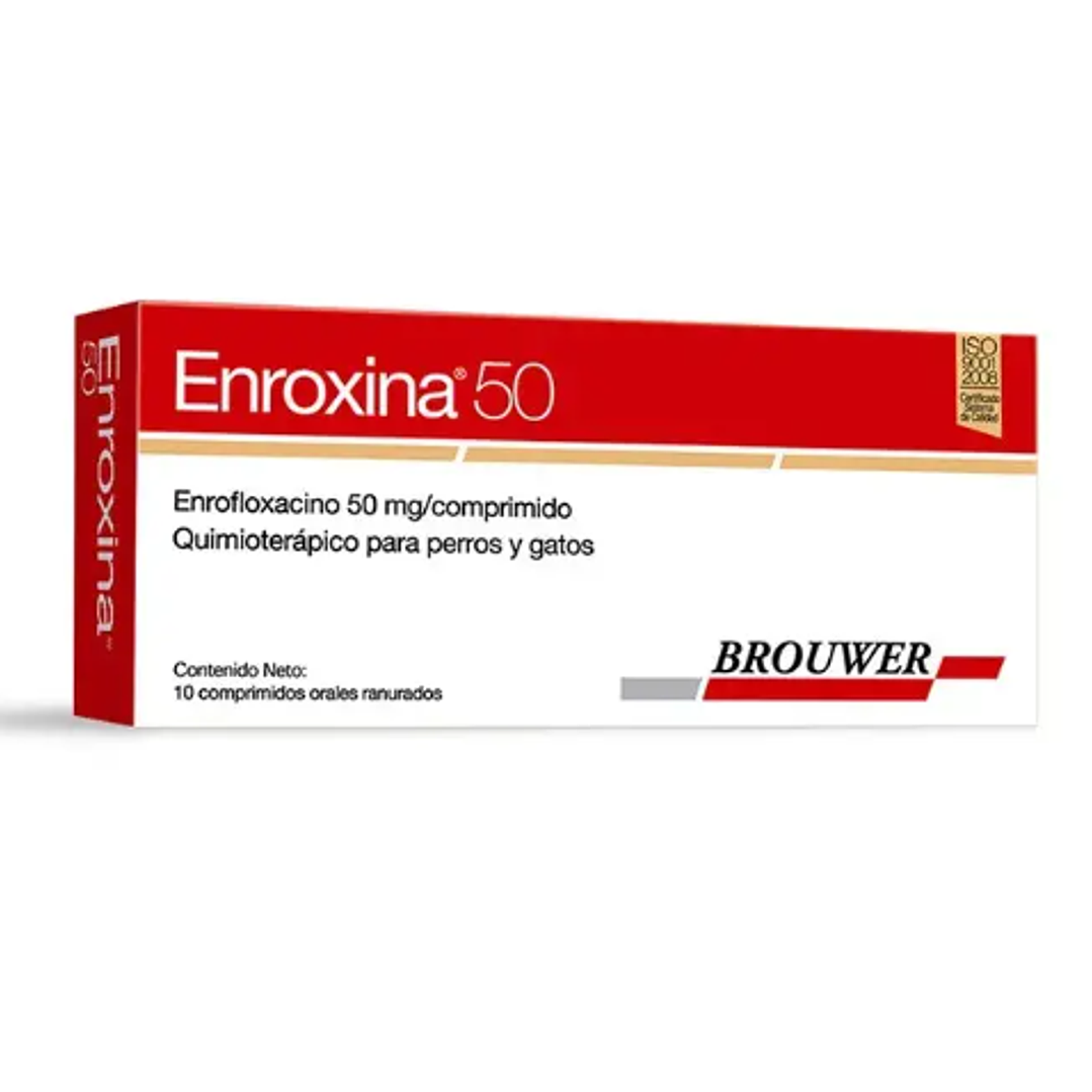 Enroxina Enrofloxacino 50 mg 10 Comprimidos. Uso veterinario 1
