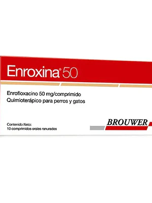 Enroxina Enrofloxacino 50 mg 10 Comprimidos. Uso veterinario