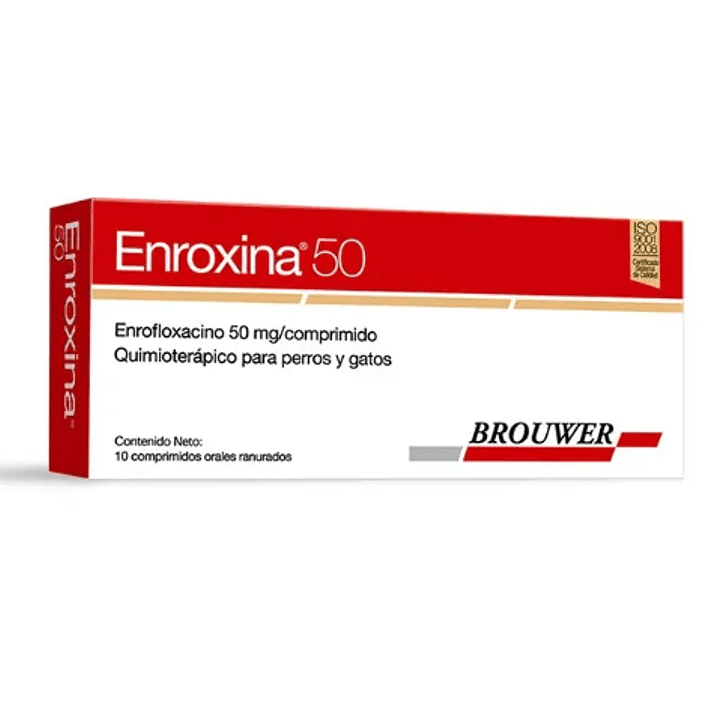 Enroxina Enrofloxacino 50 mg 10 Comprimidos. Uso veterinario 1