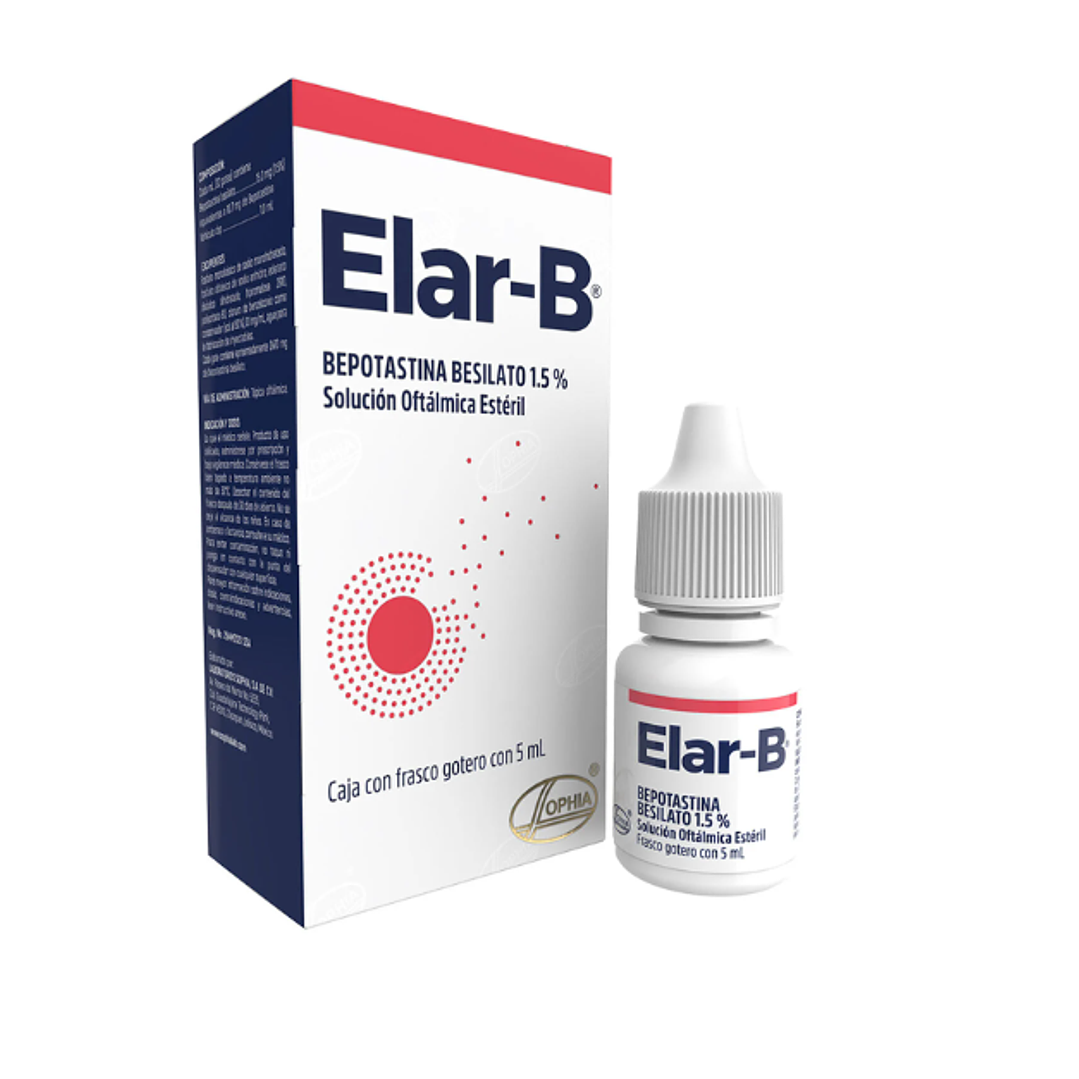 Elar-B (B) Bepotastina Besilato 1,5 % Solución oftálmica 5 ml. 1